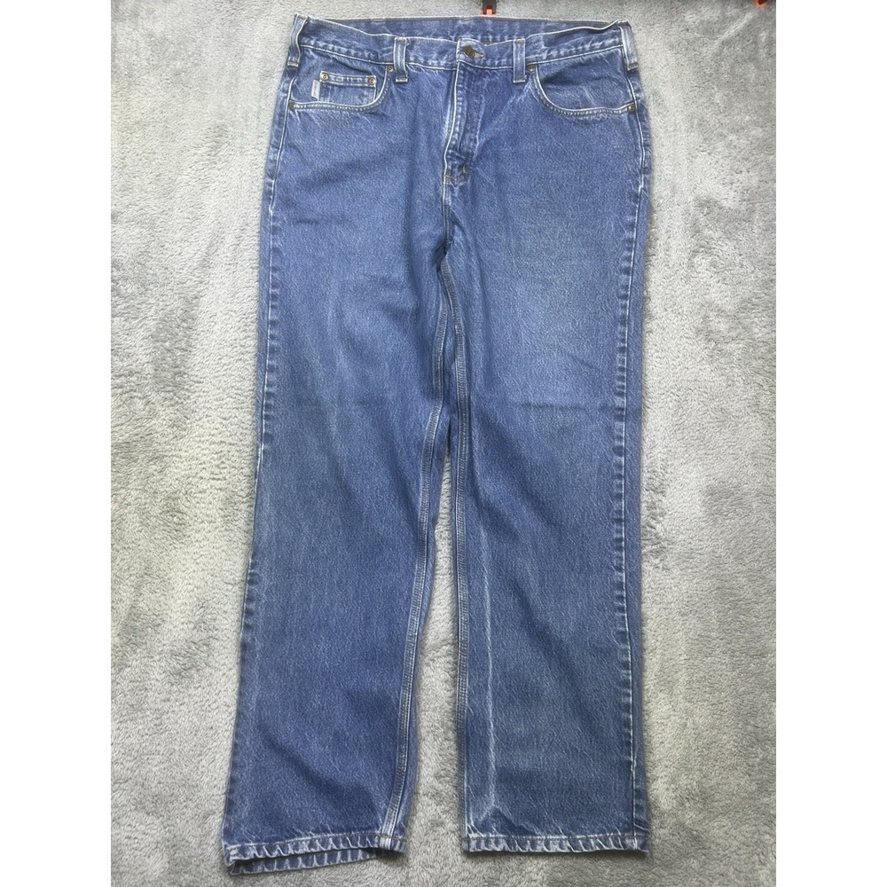 Carhartt Jeans Men's 38x32 Blue Relaxed Fit Denim Straight Leg Workwear B460 DVB
